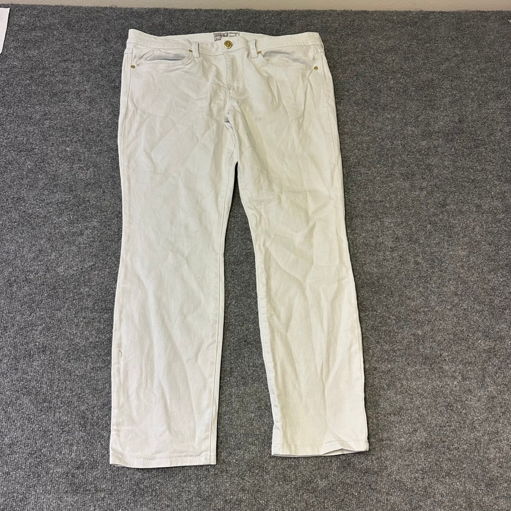 Phat Farm Jeans Womens Size 17 White Silver Label Slim Fit Stretch Denim Gold